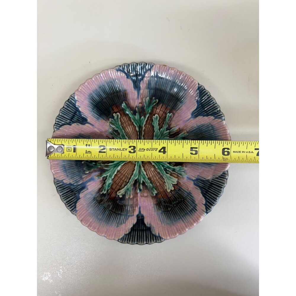 Antique Etruscan Majolica Seaweed Shell Design Plate 6” Collector Gift NOTE Holi - Picture 4 of 16